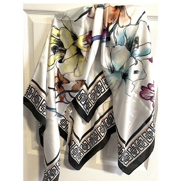 Chico's Accessories - New Chicos Scarf 40" x 40” NEW Easy Care Polyester Floral Flower Quiet Luxury